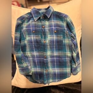 Carter's Teal and Navy Plaid Button Down Shirt